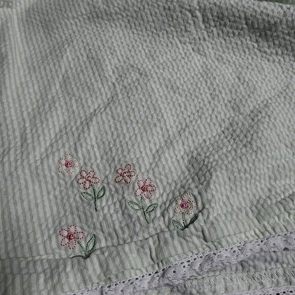 CLASSIC ELEMENTS Green Striped Embroidered Drawstring Waist Shorts Womens XL - Picture 2 of 5